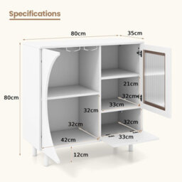 Costway Kitchen Sideboard Wooden Buffet Cabinet Cupboard Free-Standing Wine Cabinet - thumbnail 3