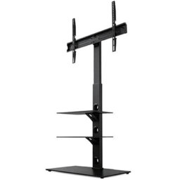 Futura Tv Floor Stand 30 To 75 Inch Height Adjustable Swivel Mount With Two Shelves Supports 40Kg - thumbnail 2