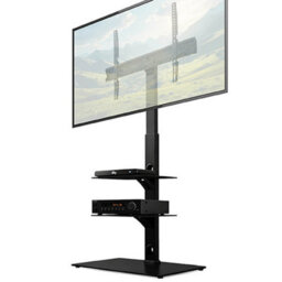 Futura Tv Floor Stand 30 To 75 Inch Height Adjustable Swivel Mount With Two Shelves Supports 40Kg - thumbnail 1