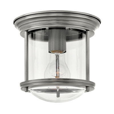 Luminosa Lighting Elstead Hinkley Hadrian 1 Light Flush Mount Antique Nickel With Glass Ip44 - image 1