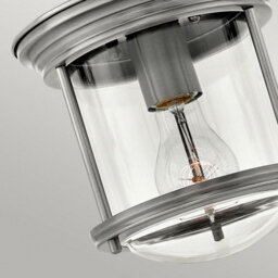 Luminosa Lighting Elstead Hinkley Hadrian 1 Light Flush Mount Antique Nickel With Glass Ip44 - thumbnail 2