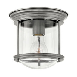 Luminosa Lighting Elstead Hinkley Hadrian 1 Light Flush Mount Antique Nickel With Glass Ip44 - thumbnail 1