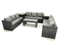 Fimous Outdoor Garden Furniture Set 9 Seater Rattan Sofa Set With Coffee Table Side Table Dark Grey Mixed - thumbnail 1