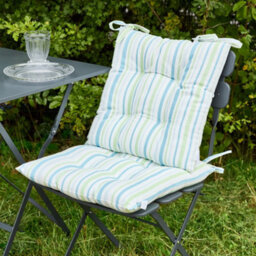 Dibor Set Of 4 Blue Striped Cotton Indoor Outdoor Garden Furniture Dining Chair Seat Pad Cushions (L)40Cm X (W)40Cm - thumbnail 2