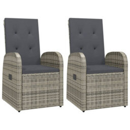 Berkfield 3 Piece Garden Dining Set Grey Poly Rattan&solid Wood Acacia - thumbnail 4