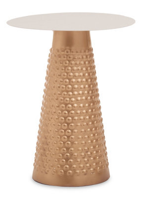 Orsina White Top Gold Base Side Table, Gold Finished Bedside Table For Home, Office, Lounge, Sofa - image 1