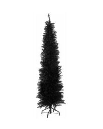 6 Ft Slimline Artificial Christmas Tree 560 Tips Full Tree Easy To Assemble With Solid Stand, Xmas Home Decor Tall 1.8M Black