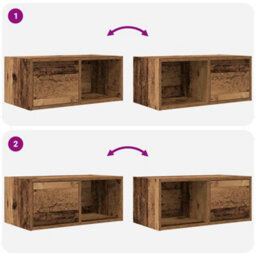 Berkfield Tv Cabinet Old Wood 60X31X25.5 Cm Engineered Wood - thumbnail 9