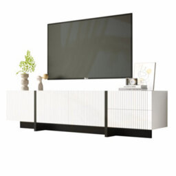 Btm 190 Cm Tv Cabinet With 3 Doors, 2 Drawers, Black And White - thumbnail 1