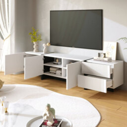 Btm 190 Cm Tv Cabinet With 3 Doors, 2 Drawers, Black And White - thumbnail 4
