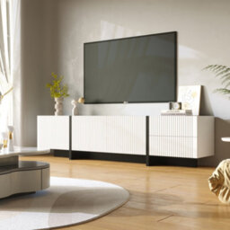 Btm 190 Cm Tv Cabinet With 3 Doors, 2 Drawers, Black And White - thumbnail 2