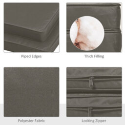 Outsunny 45 X 45Cm Replacement Garden Seat Cushion Pad With Ties, Dark Grey - thumbnail 3