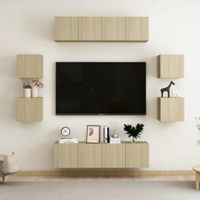 Berkfield 8 Piece Tv Cabinet Set Sonoma Oak Engineered Wood - image 1