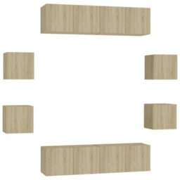 Berkfield 8 Piece Tv Cabinet Set Sonoma Oak Engineered Wood - thumbnail 2