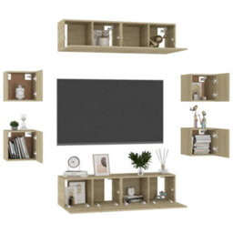 Berkfield 8 Piece Tv Cabinet Set Sonoma Oak Engineered Wood - thumbnail 3