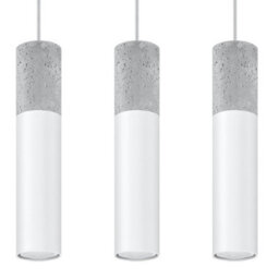 Sollux Lighting Borgio Concrete & Steel White 3 Light Classic Pendant Ceiling Light - thumbnail 3