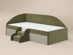 Flair Aviana Olive Green Velvet Low Sleeper Bed With Beige Cord - thumbnail 4