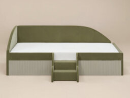 Flair Aviana Olive Green Velvet Low Sleeper Bed With Beige Cord - thumbnail 5