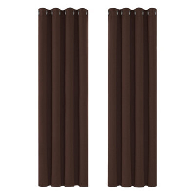 Deconovo Blackout Curtains Super Soft Solid Thermal Eyelet Blackout Curtains For Bedroom 55 X 114 Inch Chocolate 2 Panels - image 1