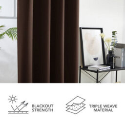Deconovo Blackout Curtains Super Soft Solid Thermal Eyelet Blackout Curtains For Bedroom 55 X 114 Inch Chocolate 2 Panels - thumbnail 5