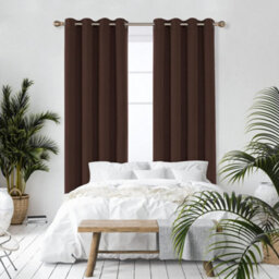 Deconovo Blackout Curtains Super Soft Solid Thermal Eyelet Blackout Curtains For Bedroom 55 X 114 Inch Chocolate 2 Panels - thumbnail 2