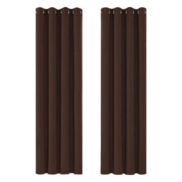 Deconovo Blackout Curtains Super Soft Solid Thermal Eyelet Blackout Curtains For Bedroom 55 X 114 Inch Chocolate 2 Panels