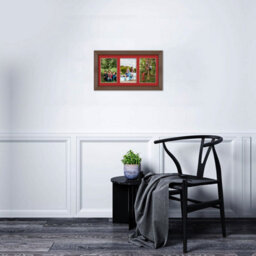 AK Frames 40X20Cm Walnut Classic Multi Photo Frame With Crimson Mount - Holds 3 Apertures (3X) 6X4 Photos - thumbnail 3