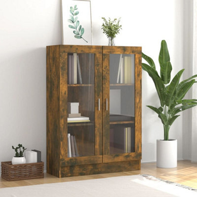 Berkfield Vitrine Cabinet Smoked Oak 82.5X30.5X115 Cm Engineered Wood - image 1