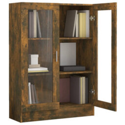 Berkfield Vitrine Cabinet Smoked Oak 82.5X30.5X115 Cm Engineered Wood - thumbnail 4