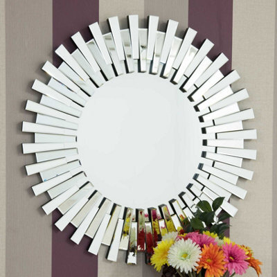 Mirroroutlet Starburst All Glass Stylised Round Mirror 91 X 91Cm - image 1