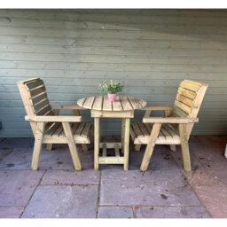 Churnet Valley Garden Furniture Ltd Clover Bistro Garden Round Table And Chair Set - 2 Seater - L80 X W200 X H98 Cm - Partially Assembled - thumbnail 3