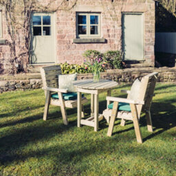 Churnet Valley Garden Furniture Ltd Clover Bistro Garden Round Table And Chair Set - 2 Seater - L80 X W200 X H98 Cm - Partially Assembled - thumbnail 6