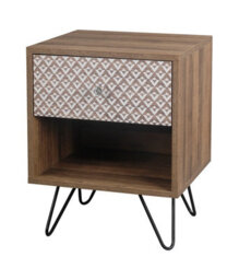 LPD Casablanca 1-Drawer Lamp Table - Quirky Elegance With Black Metal Legs - thumbnail 4