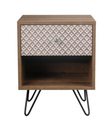 LPD Casablanca 1-Drawer Lamp Table - Quirky Elegance With Black Metal Legs