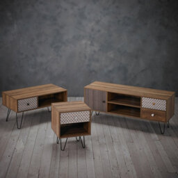 LPD Casablanca 1-Drawer Lamp Table - Quirky Elegance With Black Metal Legs - thumbnail 3