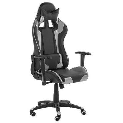 Beliani Gaming Chair Knight Faux Leather Silver - image 1