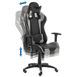Beliani Gaming Chair Knight Faux Leather Silver - thumbnail 6