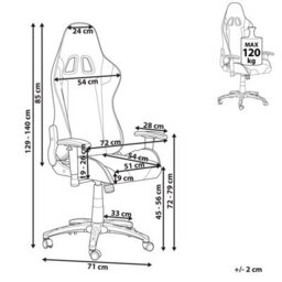 Beliani Gaming Chair Knight Faux Leather Silver - thumbnail 3
