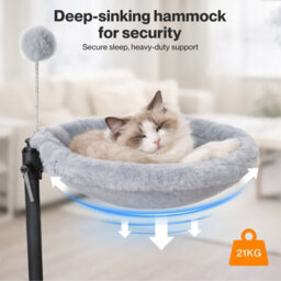 Skylos 360 Rotating Grey Plush Mesh Cat Bed For Desk Adjustable Height Hammock - thumbnail 6