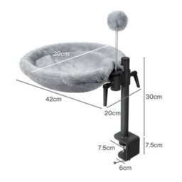 Skylos 360 Rotating Grey Plush Mesh Cat Bed For Desk Adjustable Height Hammock - thumbnail 4