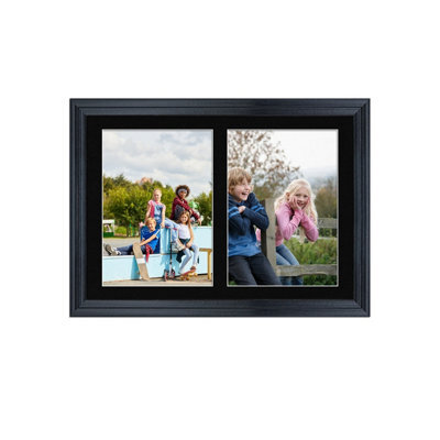 AK Frames 20X14 Black Classic Multi Photo Frame With Black Mount - Holds 2 Apertures (2X) A4 Photos - image 1