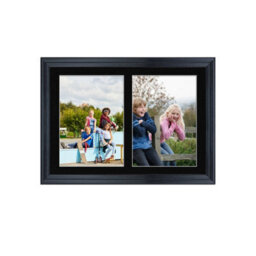 AK Frames 20X14 Black Classic Multi Photo Frame With Black Mount - Holds 2 Apertures (2X) A4 Photos - thumbnail 1