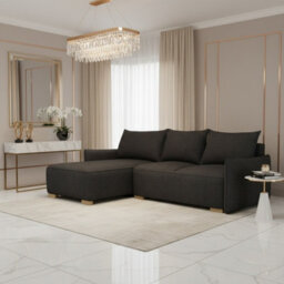 Focus L Universal Side Corner Sofa Bed With Storage Hdf And Chipboard Frame 240X155X87 Cm Fabric Black