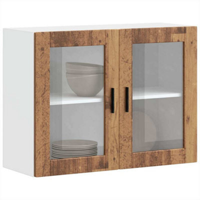 Berkfield Kitchen Wall Cabinet With Glass Door Porto Old Wood - image 1