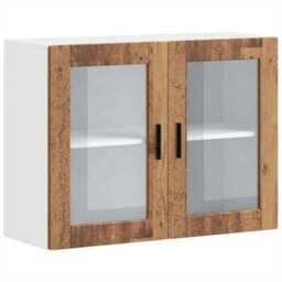 Berkfield Kitchen Wall Cabinet With Glass Door Porto Old Wood - thumbnail 2