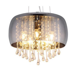 Luminosa Lighting Luminosa Kalla 35Cm Pendant Ceiling Light Chrome Glass Shade 5X E14 - thumbnail 3