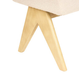 Wyld And Coco Boucle Bench, Off-White And Light Brown Upholstery With Rubberwood Legs, W118 X D46 X H48Cm - thumbnail 7