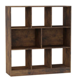 Urbn-Living Urbnliving 95Cm Height 8 Cube Rustic Brown Asymmetrical Storage Cabinet Wooden Bookcase Shelve Square Organiser - thumbnail 3