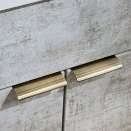 Homestylestore 810mm Concrete Grey Floorstanding Bathroom Vanity Unit And Aged Gold Finger Pull Handle - thumbnail 3