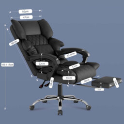 Onemill Executive Ergonomic Office Chair With Footrest And Lumbar Support-Black - thumbnail 3